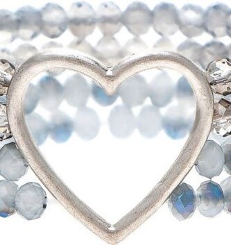 Blue Bead & Heart Bracelet Set