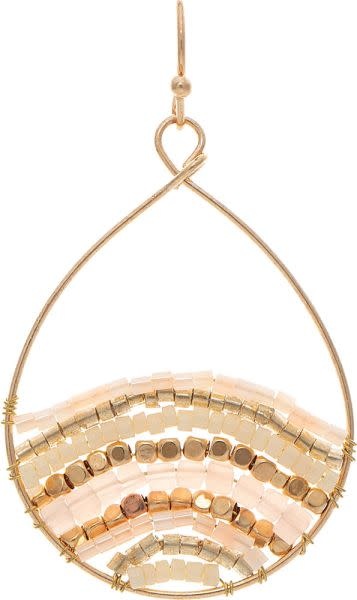 Natural Beaded Teardrop Earring