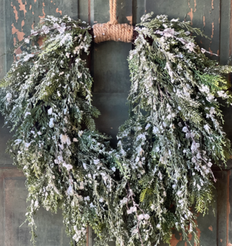 28'' Flocked Winter Foliage Hanging Wreath