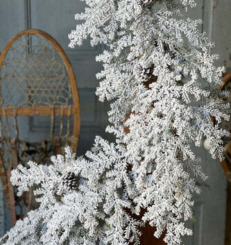 6' Snowy Hemlock Garland w/ Cones