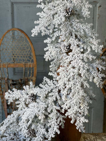 6' Snowy Hemlock Garland w/ Cones