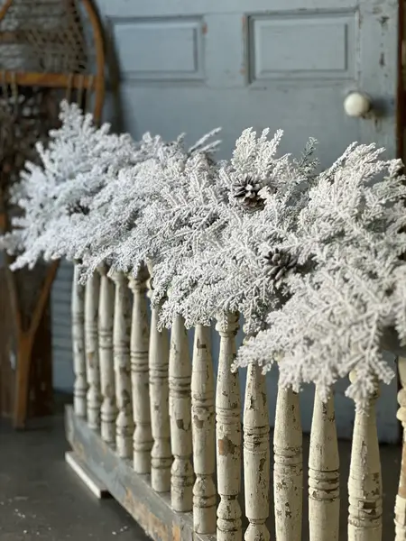 6' Snowy Hemlock Garland w/ Cones
