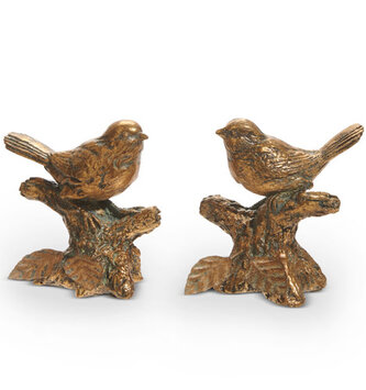 Set of 2 Antique Gold Bird on Branch