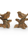 Set of 2 Antique Gold Bird on Branch