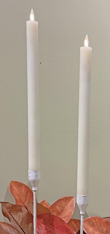 Set of 2 Battery Operated 12" Taper Candles Ivory