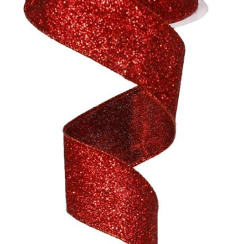 1.5'' x 10yd Red Metallic Ribbon