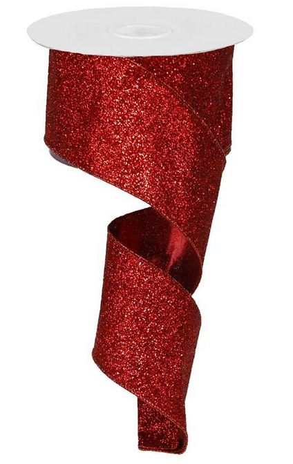 2.5'' x 10yd Red Metallic Ribbon