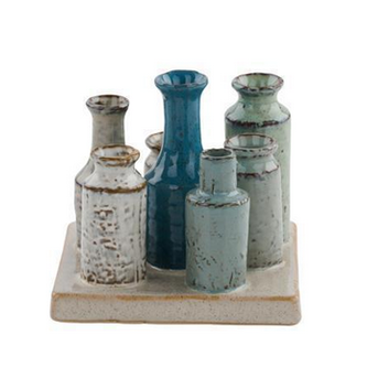 Square Multi Color Vases on Base
