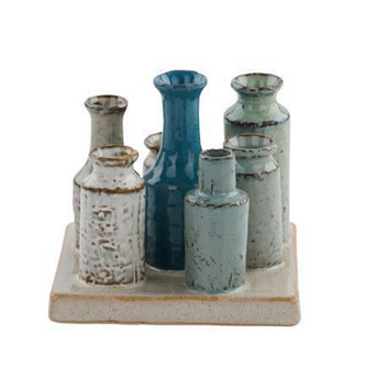 Square Multi Color Vases on Base