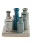 Square Multi Color Vases on Base