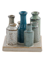 Square Multi Color Vases on Base
