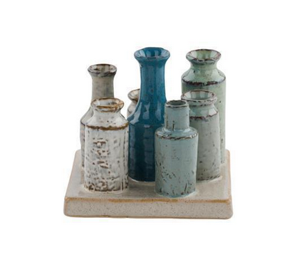 Square Multi Color Vases on Base