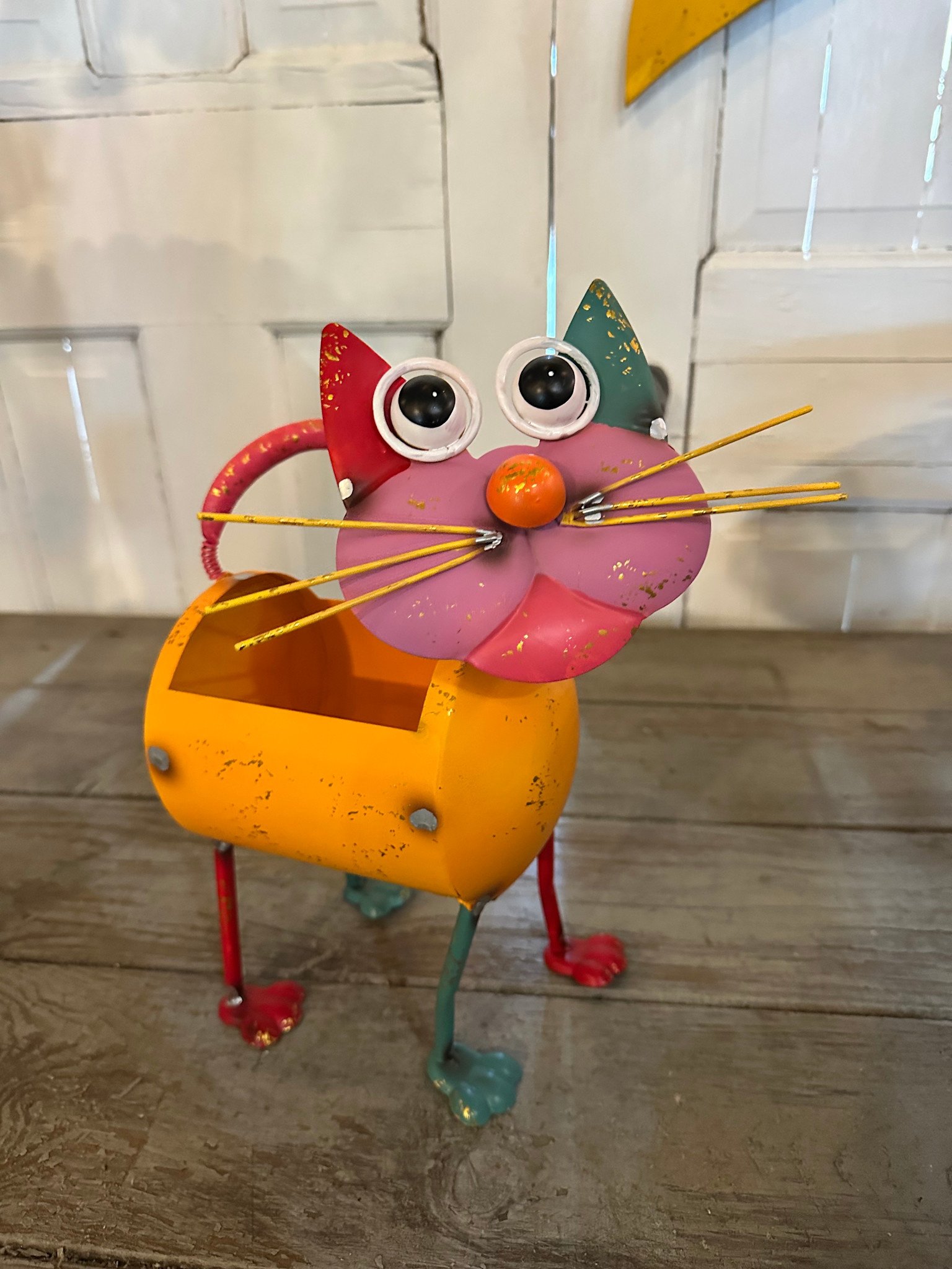 Ava the Colorful Metal Cat Planter