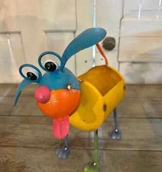 Jack the Colorful Metal Dog Planter