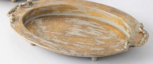 Oval Golden Handled Tray