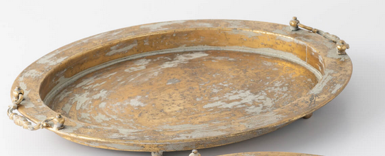 Oval Golden Handled Tray