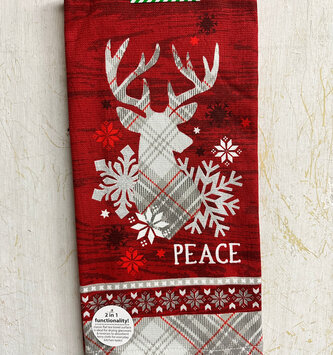 Red Peace Deer Kitchen Towel