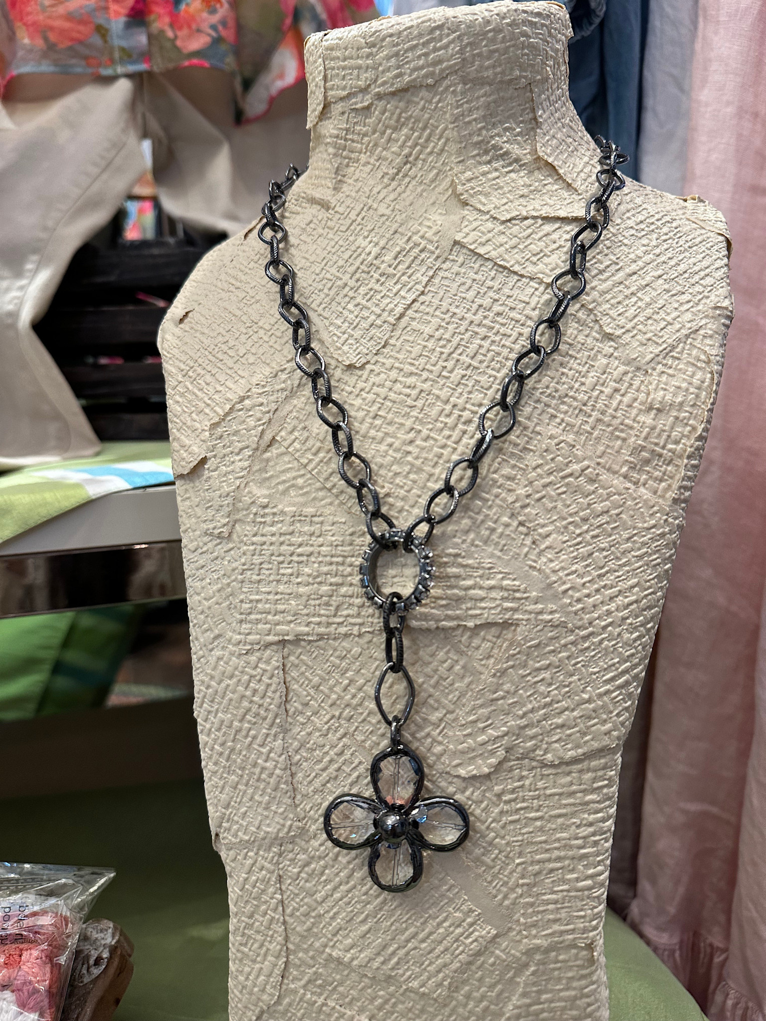 Crystal Flower Pendant Necklace