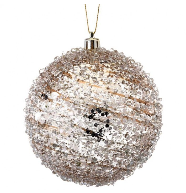 Golden Swirl Iced Ball Ornament