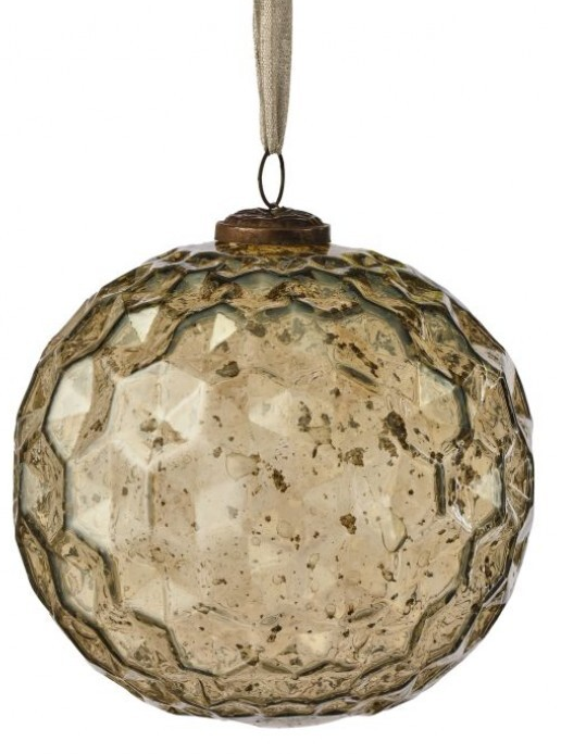 6'' Round Glass Honeycomb Ornament (Amber)