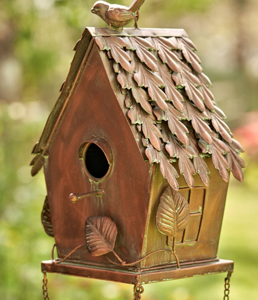 Antique Copper Hanging Birdhouse Wind Chime (4-Styles)