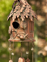 Antique Copper Hanging Birdhouse Wind Chime (4-Styles)