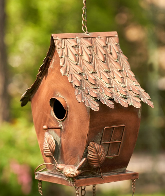 Antique Copper Hanging Birdhouse Wind Chime (4-Styles)