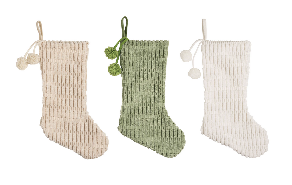Chenille Pom Pom Christmas Stocking