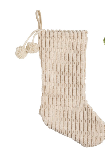 Chenille Pom Pom Christmas Stocking