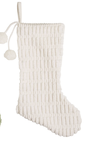 Chenille Pom Pom Christmas Stocking