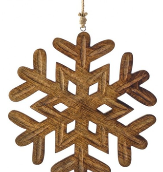 12'' Mango Wood Snowflake Ornament