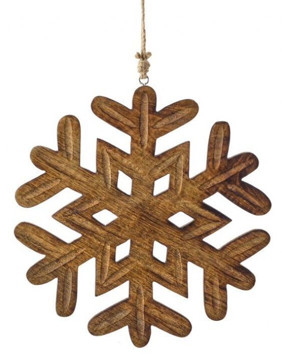 12'' Mango Wood Snowflake Ornament