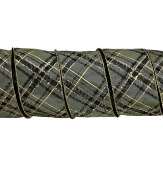 2.5'' X 10 YD Olive Gentlemans Plaid Ribbon