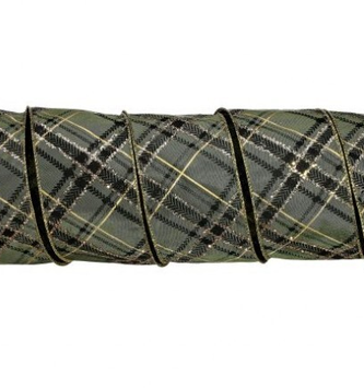 2.5'' X 10 YD Olive Gentlemans Plaid Ribbon
