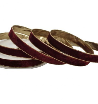 1'' X 20 YD Burgundy & Gold Velvet Ribbon