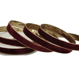 1'' X 20 YD Burgundy & Gold Velvet Ribbon