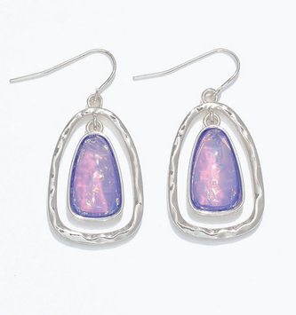 Hammered Silver w/ Purple Earrings