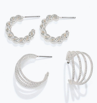 Silver Hoops Duo Earrings