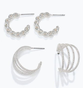 Silver Hoops Duo Earrings