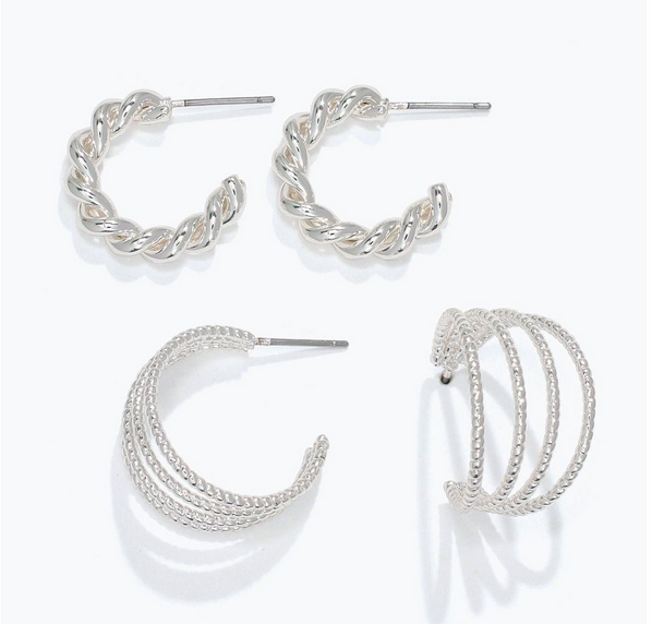 Silver Hoops Duo Earrings