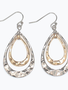 Two Tone Hammered Drop Earrings
