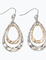 Two Tone Hammered Drop Earrings