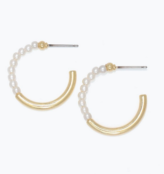 Gold Hoops w/ Pearls Earrings