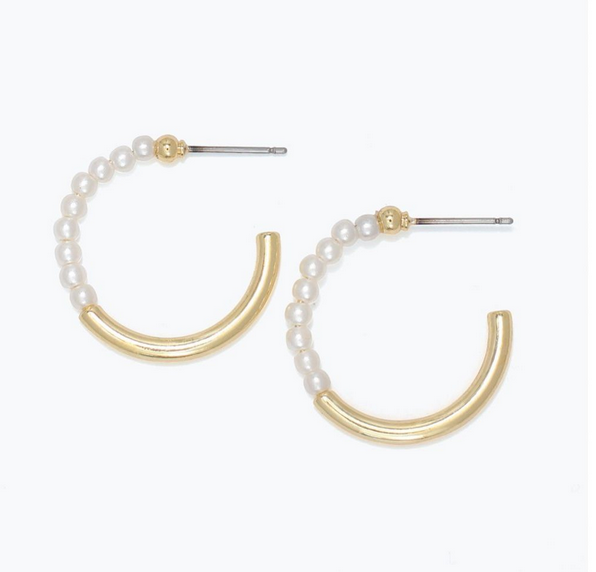 Gold Hoops w/ Pearls Earrings