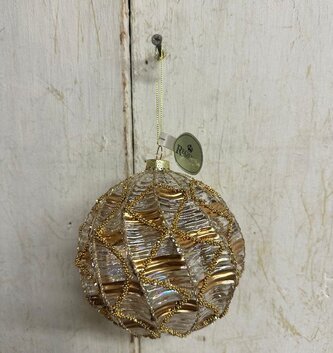 Clear Glass Gold Swirl Ornament