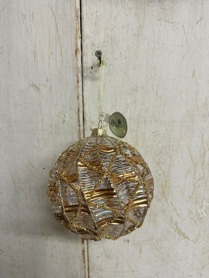 Clear Glass Gold Swirl Ornament
