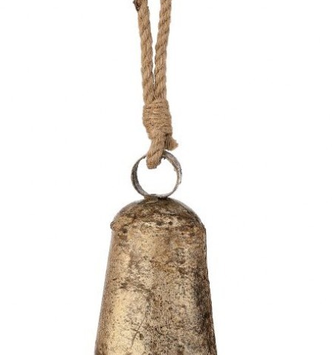 Antiqued Golden Iron Bell Ornament (2-Sizes)