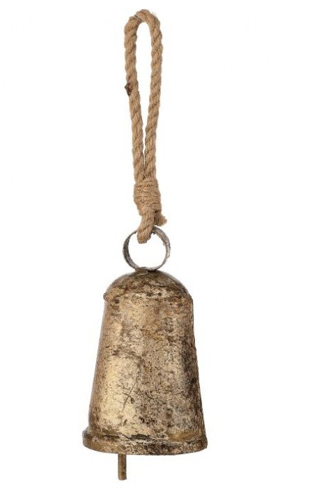Antiqued Golden Iron Bell Ornament