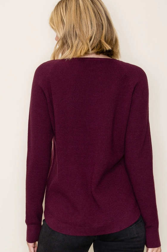 Crew Neck Waffle Weave Pull Over By: Staccato