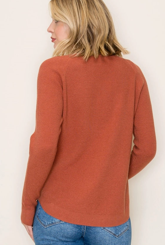 Crew Neck Waffle Weave Pull Over By: Staccato